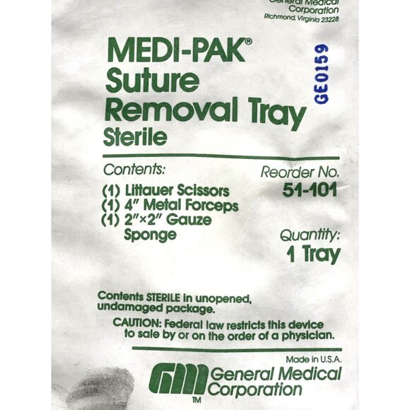 Medi Pak Suture Removal Sterile Tray Littauer Scissor Metal Forceps Unopened VTG - Picture 2 of 9